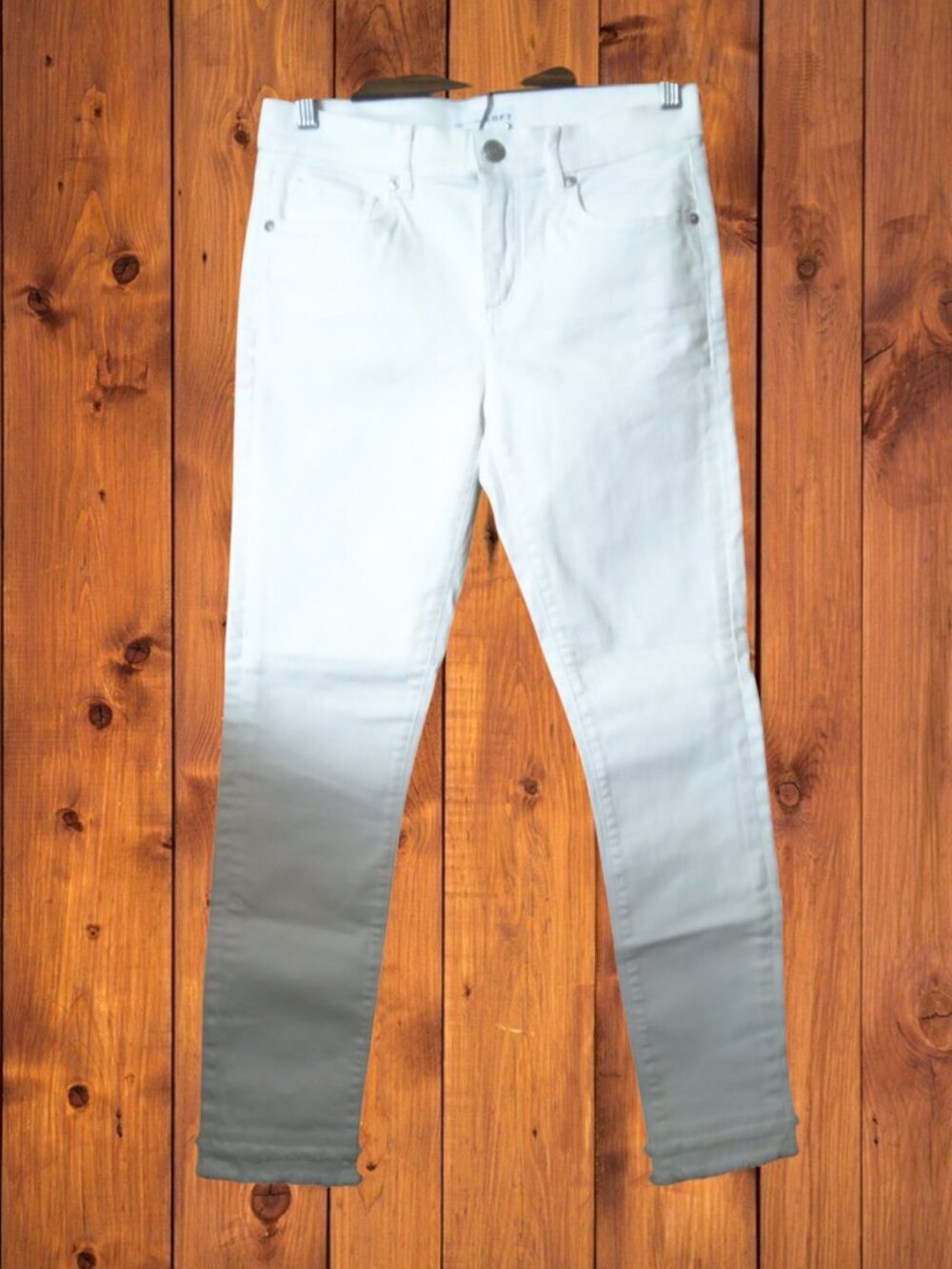 Ann Taylor Loft Skinny White Jeans Stretch Size 2 Fray Hem Coastal Casual
